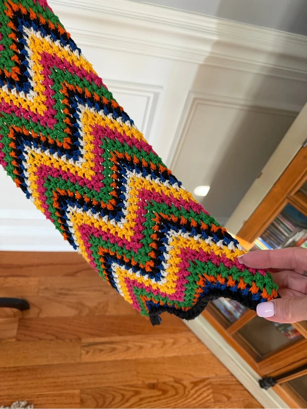 Zara‎ Colorful Crochet Zigzag Sweater – Size Large